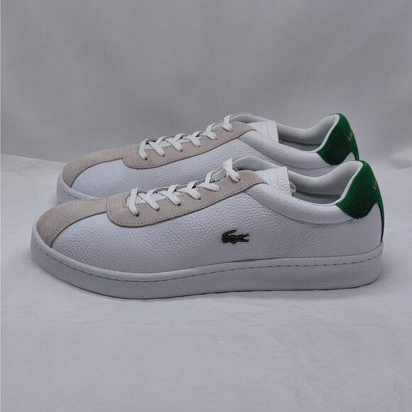Lacoste Mens Sneakers Size 12 White Leather Suede Low Top Preppy Streetwear Y2K - Picture 11 of 11